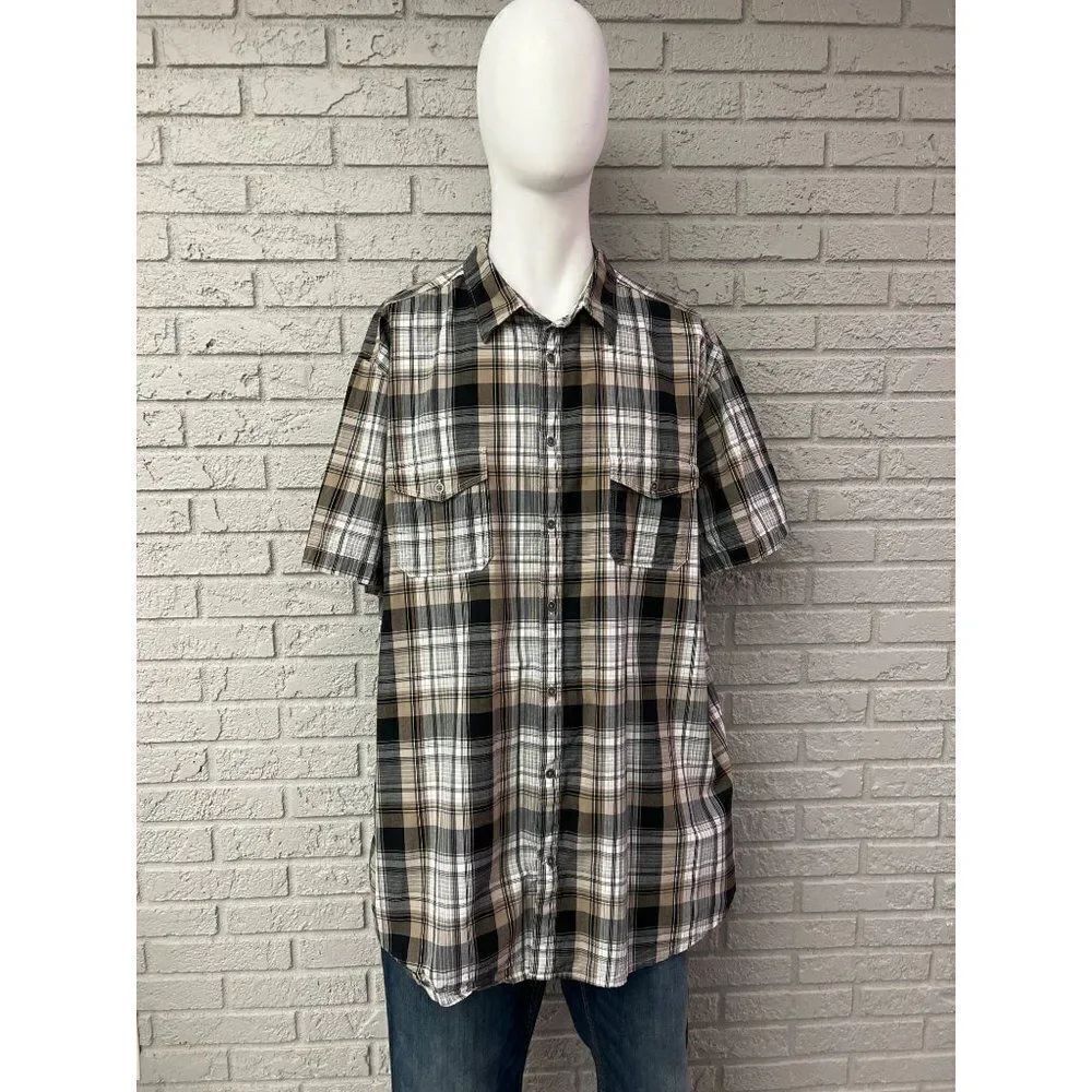 J.Ferrar Men’s Plaid Short Sleeve Shirt Size 2XLT